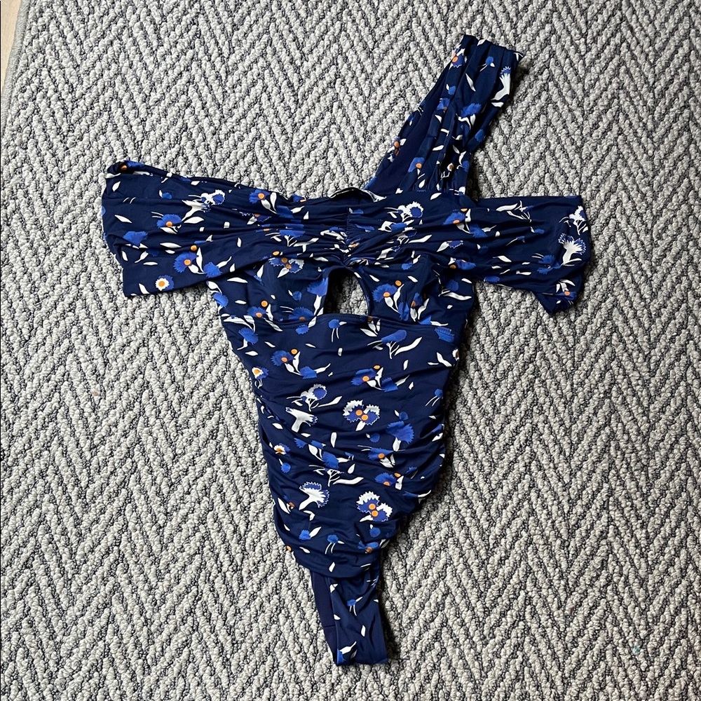 Self-Portrait Navy Floral One Piece Swimsuit 6